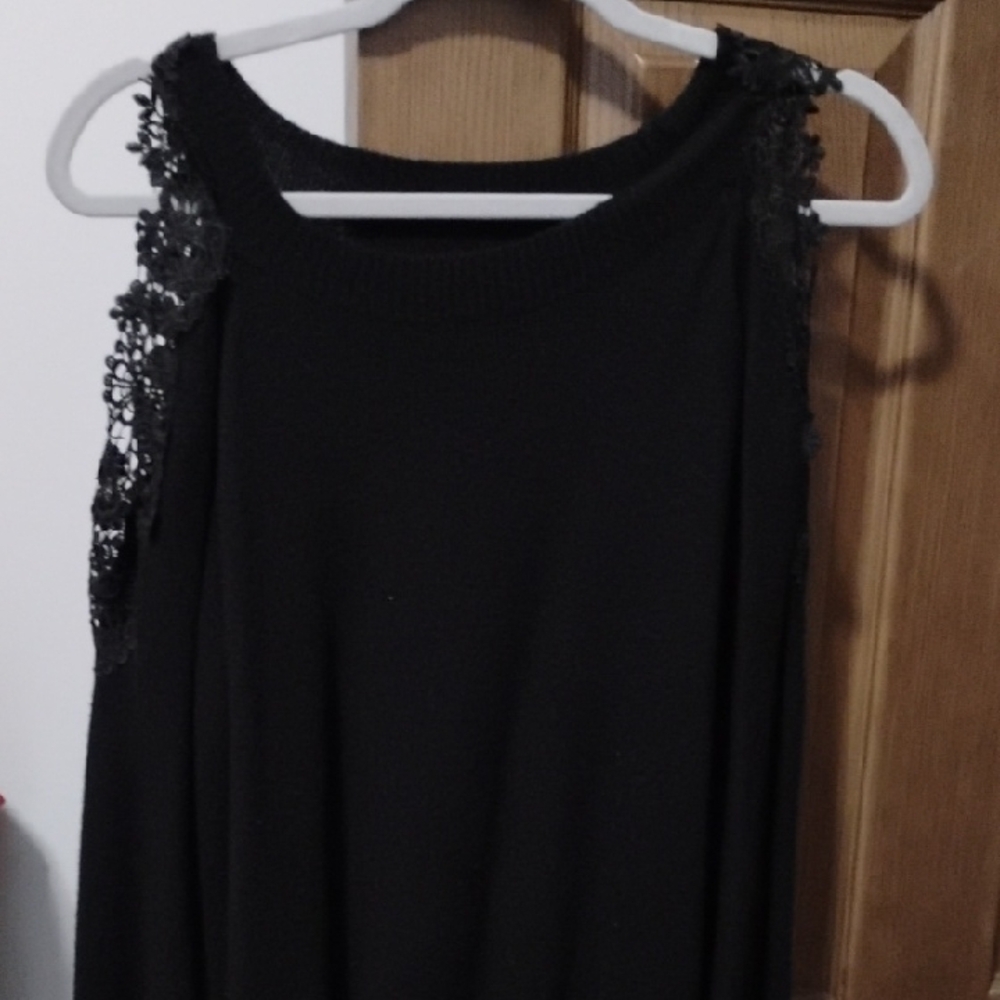 Black Sleeveless Top with Lace Detail